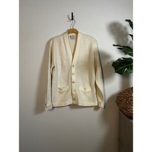 Vintage 1970s East Tenn Official Award Sweater‎ Cream Button Up Cardigan